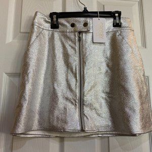 CROSBY By MOLLIE BURCH Silver SKIRT Faux LEATHER Mini SIZE 0 New NWT